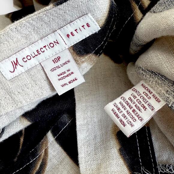 JM Collection Petite 100% Linen Floral 3/4 Sleeves Button Up Top Blouse Size 10P - Picture 13 of 13